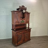 26875 Buffetschrank Schrank Jugendstil 1910 Nussbaum Furniert Antik von Nostalgiepalast