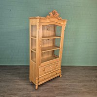 27049 Vitrine Geschirrschrank Louis Philippe 1860 Massiv Kiefer Antik von Nostalgiepalast