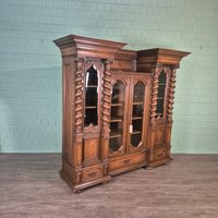 27474 Vitrine Schrank Neubarock 1890 Massiv Eiche Antik von Nostalgiepalast