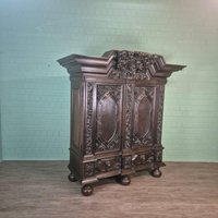 27483 Hamburger Schapp Kleiderschrank 1880 Massiv Eiche Antik von Nostalgiepalast