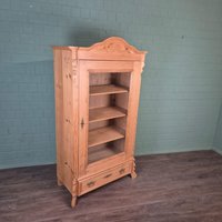 27538 Vitrine Bücherschrank Louis Philippe 1860 Massiv Kiefer Antik von Nostalgiepalast