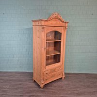 27548 Vitrine Geschirrschrank Gründerzeit 1880 Massiv Kiefer Antik von Nostalgiepalast