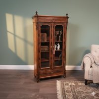 27740 Vitrine Geschirrschrank Louis Philippe 1860 Mahagoni Furniert Antik von Nostalgiepalast