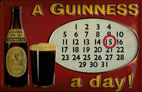 A Guinness a Day Kalender nostalgischer 3D-geprägter und gewölbter Metall-Blechschild, 20 x 30 x 1,5 cm A Guinness a Day Kalender nostalgischer 3D-geprägter und gewölbter Metall-Blechschild, 20 x 30 x 1,5 cm von Nostalgische Welten Andreas Schmidt