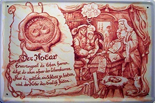 Beruf Notar Notarin Blechschild Schild Blech Metall Metal Tin Sign 20 x 30 cm von Nostalgische Welten Andreas Schmidt
