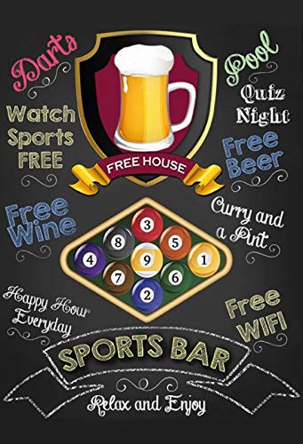 Blechschild "Sports Bar Billard", nostalgisch, gewölbt, stark, 20 x 30 x 1 cm von Nostalgische Welten Andreas Schmidt