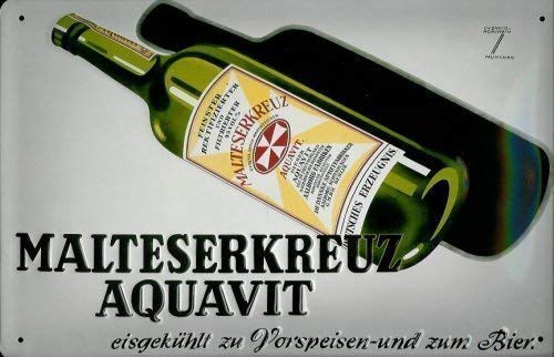Malteserkreuz Aquavit Blechschild Schild Blech Metall Metal Tin Sign 20 x 30 cm von Nostalgische Welten Andreas Schmidt