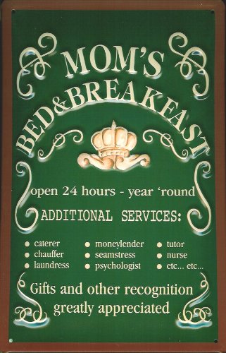 Mom's Moms Bed & Breakfast Nostalgisches 3D-geprägtes und gewölbtes starkes Metall-Blechschild, 20 x 30 x 1,5 cm Mom's Moms Bed & Breakfast Nostalgisches 3D-geprägtes und gewölbtes starkes Metall-Blechschild, 20 x 30 x 1,5 cm von Nostalgische Welten Andreas Schmidt