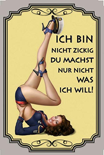 Nicht Zickig Pin Up Girl Nostalgisches gewölbtes starkes Metall-Blechschild für Kneipen, 20 x 30 x 1 cm von Nostalgische Welten Andreas Schmidt