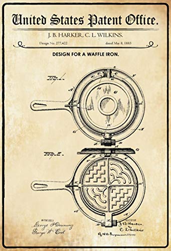 US United States Patent Office Waffle Iron 1883 Nostalgisches gewölbtes starkes Metall-Blechschild für Kneipen, 20 x 30 x 1 cm von Nostalgische Welten Andreas Schmidt
