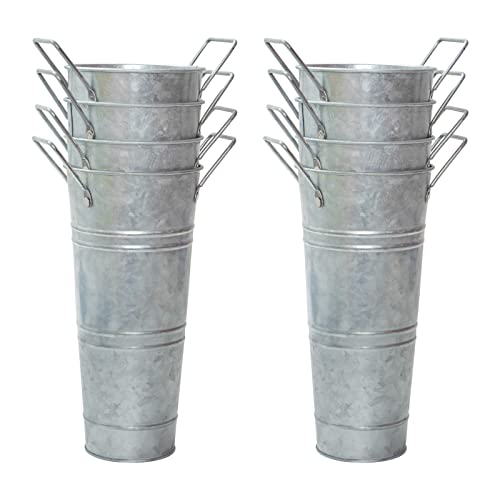 Notakia Verzinkte Metallvasen, Bauernhaus, französischer Eimer, Blumenvasen, 22.9 cm, 8 Stück, rustikaler Stil, Metall-Blumenhalter für Heimdekoration und Hochzeitstischdekorationen, silberfarben Notakia Verzinkte Metallvasen, Bauernhaus, französischer Eimer, Blumenvasen, 22.9 cm, 8 Stück, rustikaler Stil, Metall-Blumenhalter für Heimdekoration und Hochzeitstischdekorationen, silberfarben von Notakia