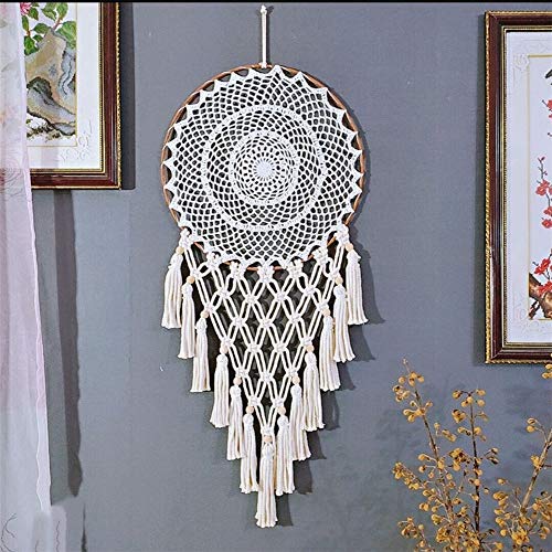 AMIPOS handgefertigter gehäkelter Quasten-Traumfänger Wandbehang Traumfänger Wandteppich Ornament Schlafzimmer Heimdekoration (40 x 95 cm) von Nother