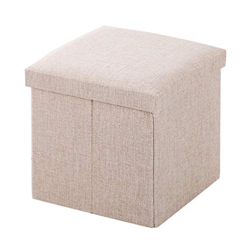 Nother Praktisch Zuhause Sitzwürfel mit Stauraum Fußbank Truhen Aufbewahrungsbox Faltbar Belastbar Deckel Abnehmbar (Khaki,25 * 25 * 25 cm) von Nother