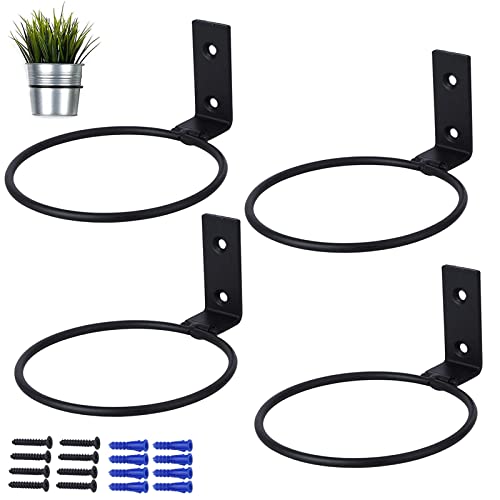 GZhaimai 4 Stück Wandhalterung Blumentopf 10.1cm Blumentopfhalter Wand Ring Wandmontage Pflanzen Pflanzenhalter für Haus Garten Balkon Schwarz von GZhaimai