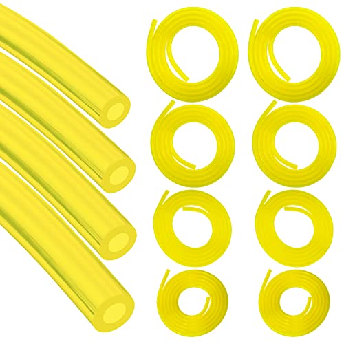 GZhaizhuan 8 Stück Gelb Benzinschlauch, 4 Größen Kraftstoffschlauch (2mm × 3.5mm, 2.5mm × 5mm, 3mm × 5mm, 3mm × 6mm) für Unkrautentferner Kettensägen Vergaser (1.2m) von GZhaizhuan