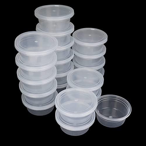 GZhaimai 50 Stk Slime Containers, Rund Mini-Kunststoffbehälter mit Deckel für Kleine Gegenstände Oder Andere Kleine Bastelutensilien Aufzubewahren von GZhaimai