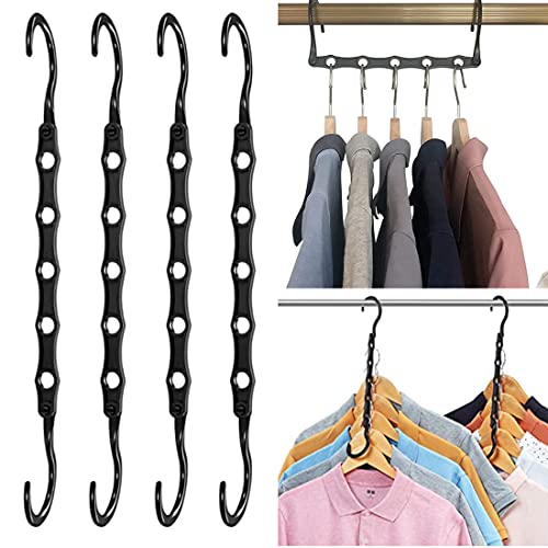 Ncheli 4 Stück 5 in 1 Kleiderbügel Platzsparende,Drehbares Magic Kleiderbügel,Platzsparende Kleiderbügel Plastik,Multifunktionaler Schwarz Magischer Kleiderbügel,für Kleiderschrank Closet von Nothers
