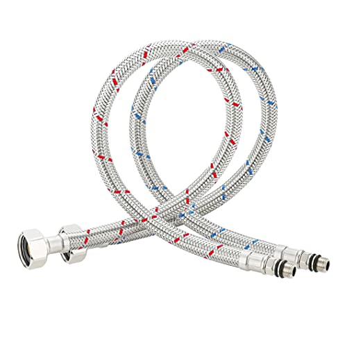 Amindz 2 pcs (1/2 BSP,60cm) Anschlussschlauch Armatur M10 Schlauch Mischbatterie Verbindungsschlauch Wasserzulauf-Schläuche Wasserzulauf-Schläuche Verlängerung für Wasserhahn Mischbatterie von Amindz