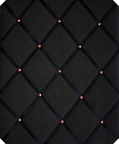 Pinnwand/Memoboard/Memoboard/groß, 40 x 48 cm, Schwarz mit Kreuzbändern und Kupfernieten, Pinnwand und Nachrichtentafeln von Notice Board Store