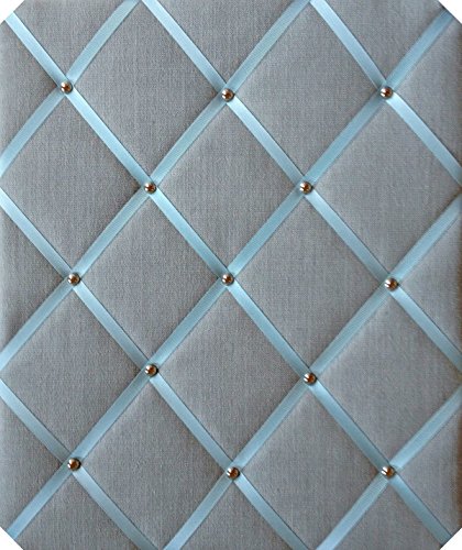 Pinnwand/Memoboard/Memoboard/groß, 40 x 48 cm, zartes Blau, mit Schleife, Chrom-Studwork von Notice Board Store