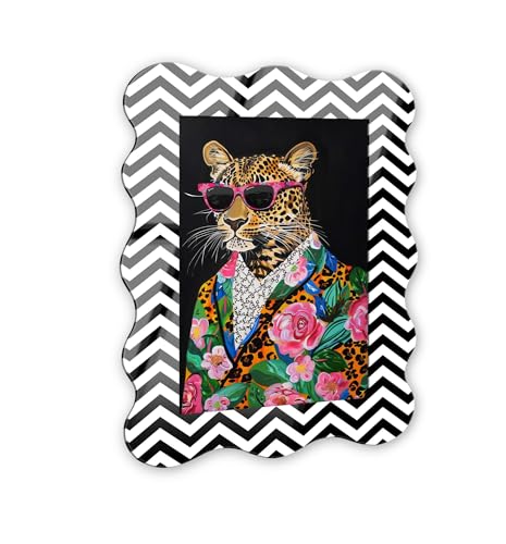 Gala Cheetah Maximalist Wall Art – Schwarz & Weiß kurviger Acryl-Wandrahmen, 40,6 x 61 cm – skulpturelle dimensionale Wandkunst – moderne Dekoration NOTORIART von NotoriArt