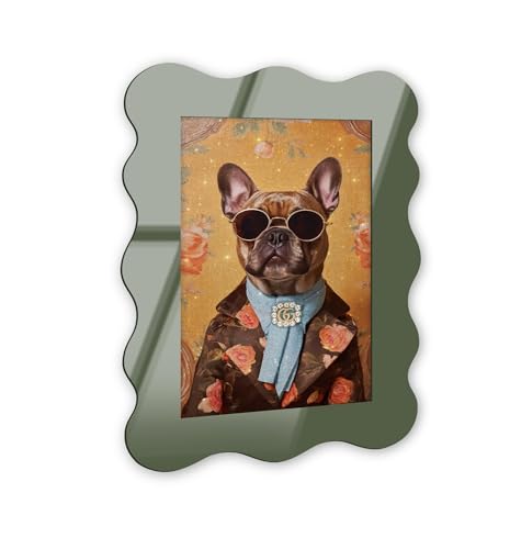Pup of Glam Maximalist Wall Art – Olivgrüner gewellter Acryl-Wandrahmen, 40,6 x 61 cm, skulpturelle dimensionale Wandkunst – moderne Dekoration NOTORIART von NotoriArt