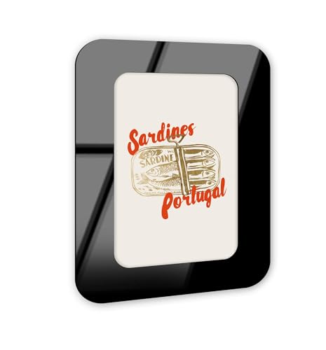 Sardines II Typografie-Wandkunst, schwarzer abgerundeter Acryl-Wandrahmen, 25,4 x 38,1 cm, skulpturelle dimensionale Wandkunst – moderne Dekoration NOTORIART von NotoriArt