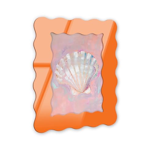 Seabed Jewel II Coastal Wall Art – orangefarbener gewellter Acryl-Wandrahmen, 25,4 x 38,1 cm – skulpturelle dimensionale Wandkunst – moderne Dekoration NOTORIART von NotoriArt