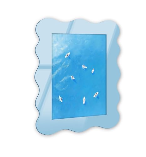 Seas of Motion Coastal Wandkunst, abgerundeter Acryl-Wandrahmen, 25,4 x 38,1 cm, skulpturelle dimensionale Wandkunst, moderne Dekoration, Hellblau NOTORIART von NotoriArt