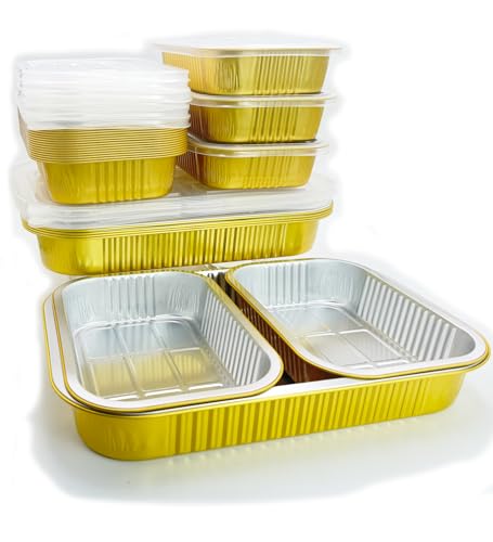 Notwoe 30 Stück Aluschalen Grill,Grillschalen Aluminium 2500ml-10Stück/1050ml-10Stück,Aluschalen Mit Deckel,Alu Grillschalen Wiederverwendbar,Grill Aluschalen Für Kochen (Gold-330-10Stück/mit Deckeln) Notwoe 30 Stück Aluschalen Grill,Grillschalen Aluminium 2500ml-10Stück/1050ml-10Stück,Aluschalen Mit Deckel,Alu Grillschalen Wiederverwendbar,Grill Aluschalen Für Kochen (Gold-330-10Stück/mit Deckeln) von Notwoe