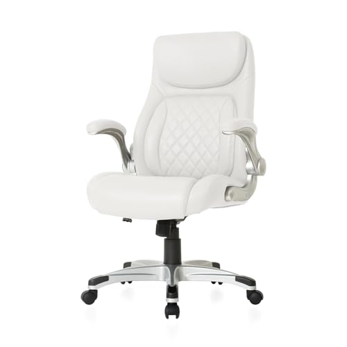 Nouhaus +Posture Ergonomischer Bürostuhl aus PU-Leder, Click5 Lendenwirbelstütze, mit FlipAdjust Armlehnen Moderner Chefsessel und Computer-Schreibtischstuhl (weiß) von Nouhaus