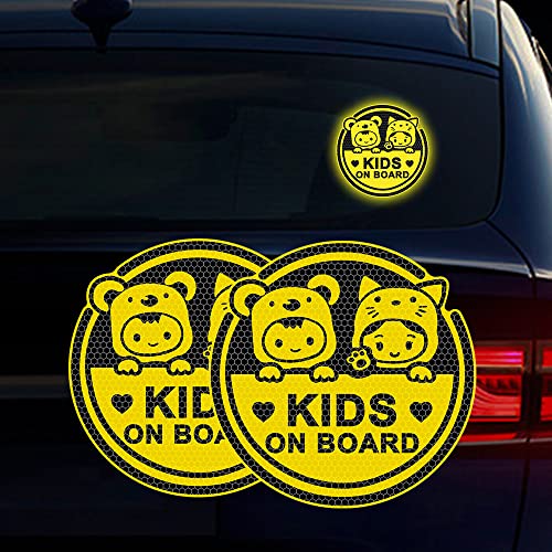 Baby on Board Aufkleber für Autos, Nouiroy 2 Stück Kinder on Board stark reflektierend zwei Babys im Auto niedlich Baby Auto Fenster Stoßstange Sicherheitswarnschild Auto Vinyl Aufkleber, Grün von Nouiroy