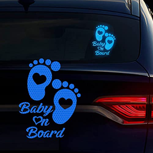 Baby on Board Aufkleber für Autos, Nouiroy Love Feet Super Stark Reflektierende Baby im Auto Aufkleber und Aufkleber Niedliche Füße Baby Auto Fenster Stoßstange Sicherheit Warnschild Wasserdicht Blau von Nouiroy