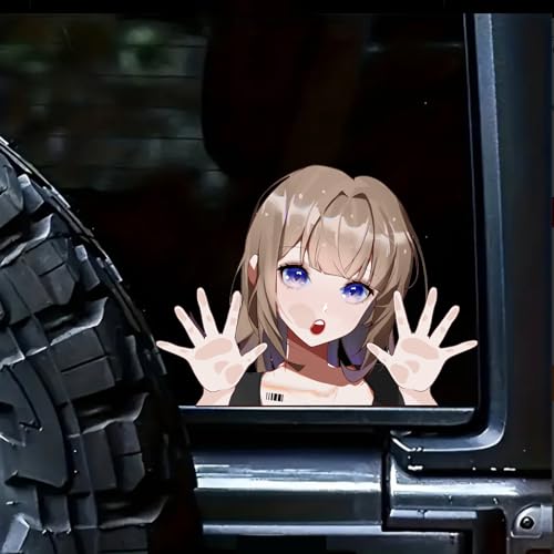 Nouiroy 3D Anime Peeking Aufkleber Anime Peeker Auto Aufkleber für Frauen Doppelseitig Selbstklebend Anime Cartoon Mädchen Aufkleber für Autos Fenster Stoßstangen Computer Laptop (Tattoo Girl, von Nouiroy