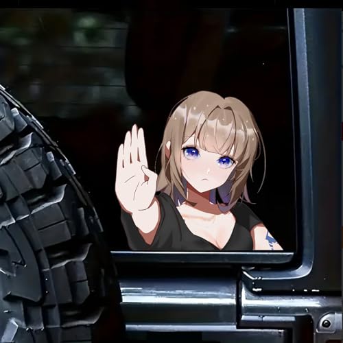 Nouiroy 3D Anime Peeking Aufkleber Anime Peeker Auto Aufkleber für Frauen Doppelseitig Selbstklebend Anime Cartoon Mädchen Aufkleber für Autos Fenster Stoßstangen Computer Laptop (Tattoo Girl, Back von Nouiroy