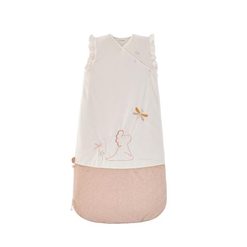 Noukie's - Gigoteuse bébé Hiver 6-24 Mois 100 cm - TOG 2 à 3,5 - Fermeture Zippée - Polyester/Coton - Blanc & Rose Popsie von Noukie's