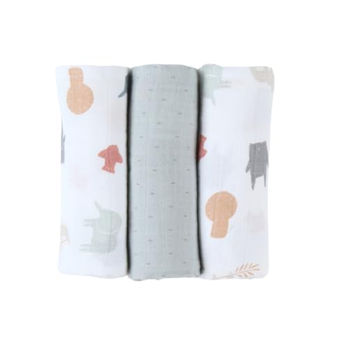 Noukie's - 3er-Pack Wickeltücher Mix & Match - Bio-Musselin - Tiermotive von Noukie's