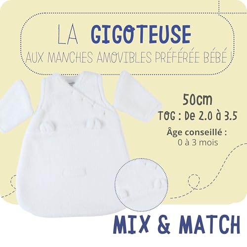 Noukie's - Gigoteuse Hiver 0-3 Mois (50 cm) - Gigoteuse TOG 2 à 3,5 - Groloudoux Ecru von Noukie's
