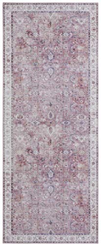 Nouristan Asmar Teppich – Wohnzimmerteppich Orient-Touch Detailiertes Muster Florales Kurflor Flachgewebe Teppich für Esszimmer, Wohnzimmer, Schlafzimmer – Alt-Pink, 80x200cm von Nouristan