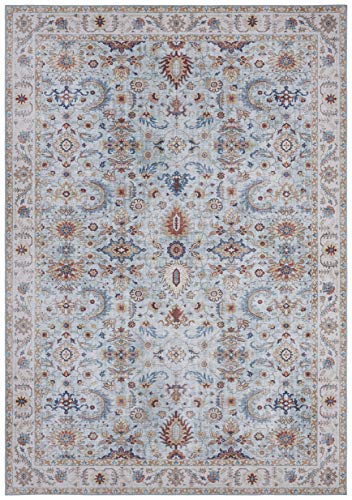 Nouristan Asmar Teppich – Wohnzimmerteppich Orient-Touch Detailiertes Muster Florales Kurflor Flachgewebe Teppich für Esszimmer, Wohnzimmer, Schlafzimmer – Blau, 160x230cm von Nouristan