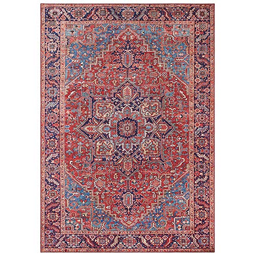 Nouristan Asmar Teppich – Wohnzimmerteppich Orient-Touch Detailiertes Muster Florales Kurflor Flachgewebe Teppich für Esszimmer, Wohnzimmer, Schlafzimmer – Orientalrot, 200x290cm von Nouristan