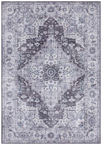 Nouristan Asmar Teppich – Wohnzimmerteppich Orient-Touch Detailiertes Muster Florales Kurflor Flachgewebe Teppich für Esszimmer, Wohnzimmer, Schlafzimmer – Stone-Grau, 160x230cm von Nouristan