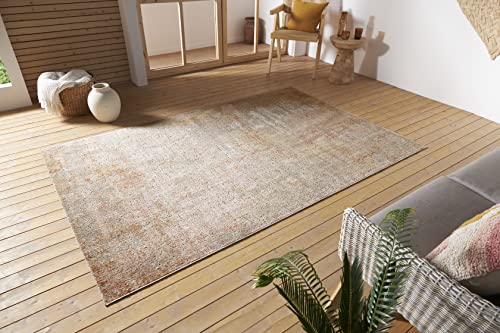 Nouristan Gizeh In- & Outdoor Teppich Flachgewebe – Modernes Design, Vintage Optik, Used Look, Waschbar, Wetterfest & UV-beständig für Balkon, Terrasse, Garten, Wohnzimmer – Creme Rot, 115x170cm von Nouristan