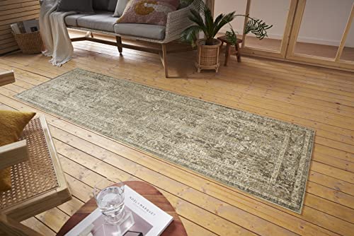 Nouristan Luxor In- & Outdoor Teppich Orient – Orientalischer Flachgewebe Vintage Used Look Waschbar Wetterfest & UV-beständig für Balkon, Terrasse, Garten, Wohnzimmer – Schwarz Creme, 75x200cm von Nouristan