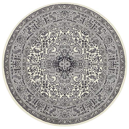 Nouristan Mirkan Orient Teppich Rund – Wohnzimmerteppich Orientalisch Kurzflor Vintage Orientalischer Teppich für Esszimmer, Wohnzimmer, Schlafzimmer – Creme, 160cm von Nouristan