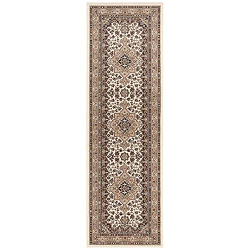 Nouristan Mirkan Orient Teppich – Wohnzimmerteppich Orientalisch Kurzflor Vintage Orientalischer Teppich für Esszimmer, Wohnzimmer, Schlafzimmer – Beige, 80x250cm von Nouristan