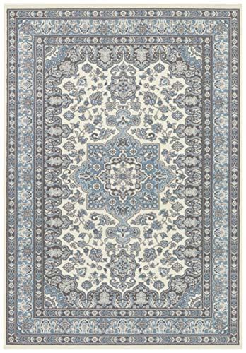 Nouristan Mirkan Orient Teppich – Wohnzimmerteppich Orientalisch Kurzflor Vintage Orientalischer Teppich für Esszimmer, Wohnzimmer, Schlafzimmer – Creme Himmelblau, 200x290cm von Nouristan