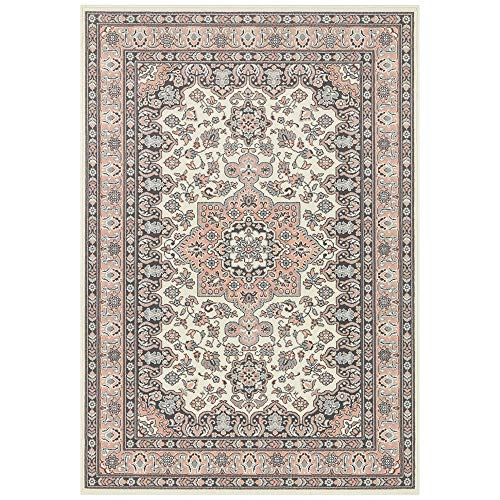 Nouristan Mirkan Orient Teppich – Wohnzimmerteppich Orientalisch Kurzflor Vintage Orientalischer Teppich für Esszimmer, Wohnzimmer, Schlafzimmer – Creme Rosa, 80x150cm von Nouristan