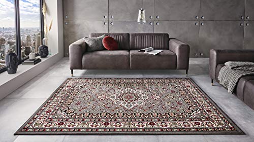 Nouristan Mirkan Orient Teppich – Wohnzimmerteppich Orientalisch Kurzflor Vintage Orientalischer Teppich für Esszimmer, Wohnzimmer, Schlafzimmer – Grau, 120x170cm von Nouristan