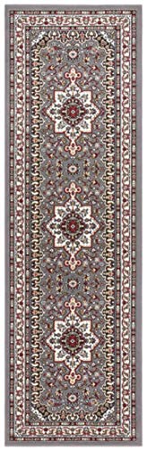 Nouristan Mirkan Orient Teppich – Wohnzimmerteppich Orientalisch Kurzflor Vintage Orientalischer Teppich für Esszimmer, Wohnzimmer, Schlafzimmer – Grau, 80x250cm von Nouristan